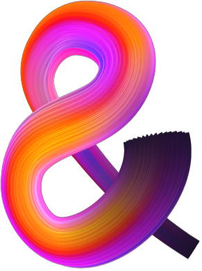 An enormous Ampersand (and) symbol that is a plasma colored rainbow and fades into the background
